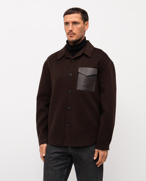 Mackage Коричнева куртка EMMANUEL з вовни в стилі сорочки EMMANUEL