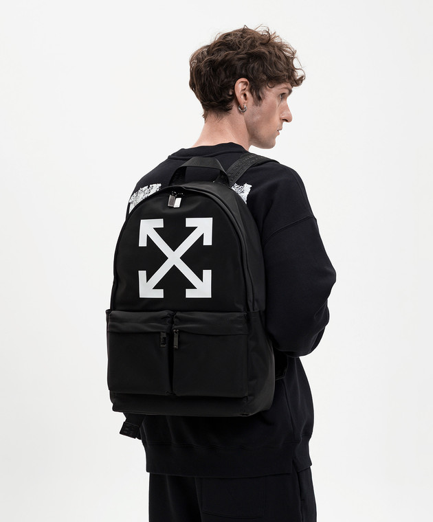 Off-White Чорний рюкзак з принтом емблеми OMNB12BS26FAB001 зображення 2