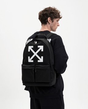 Off-White Чорний рюкзак з принтом емблеми OMNB12BS26FAB001