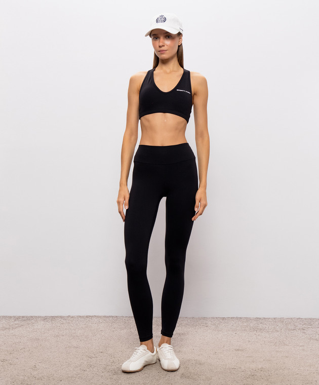 Sporty & Rich Черные леггинсы с контрастным логотипом PA00288315BA01 изображение 2