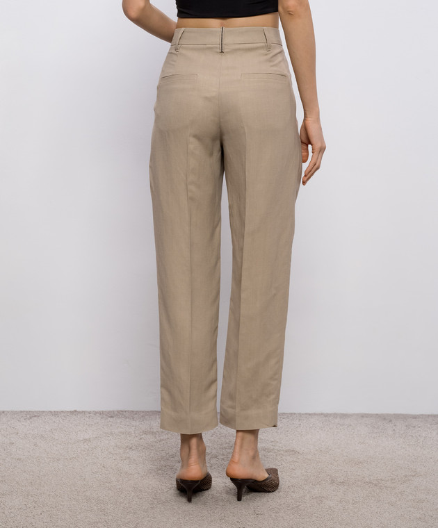 Brunello Cucinelli Коричневые брюки с льном MH126P8292 изображение 4