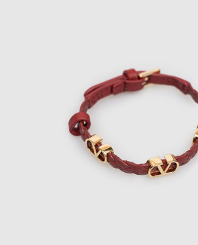 Valentino Бордовий шкіряний плетений браслет VLogo 8W2J0X71PRH
