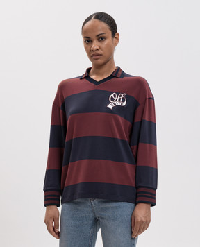 Off-White Пуловер в смужку з коміром-поло 2FB00482T