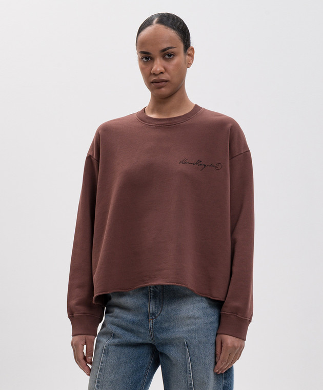 Maison Margiela MM6 Коричневий світшот з принтом логотипа S52GU0260M25025 зображення 3