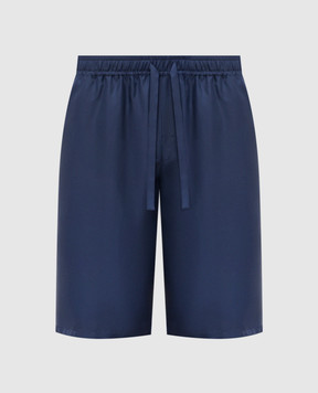 Dolce&Gabbana Синие шорты из шелка с монограммой логотипа GV5MAZGK254