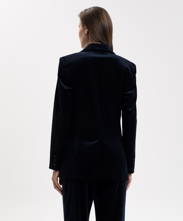 Victoria Beckham Синий бархатный жакет Camilla 1425WJK007244B изображение 4