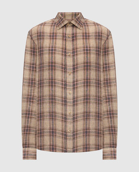 Agnona Бежевая рубашка из льна в клетку TD09U2YQ3005