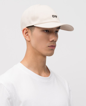 Off-White Бежева кепка з логотипом OMLA04AF25FAB008