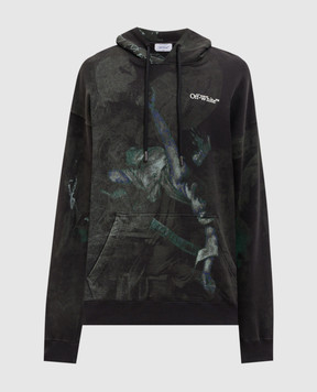 Off-White Худі кольору хакі в принт Dark Caravaggio 44MBB085S26F00D