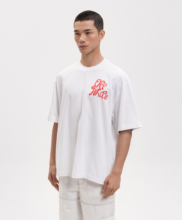 Off-White Біла футболка з принтом логотипа 44MAA120S26J00M зображення 3