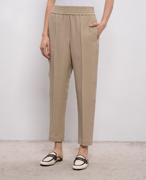 Brunello Cucinelli Бежеві штани з льоном MH126P7197