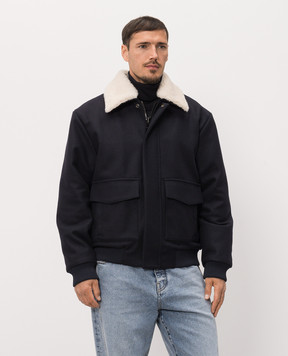 Balmain Синяя куртка с шерстью HH1TF999MI61
