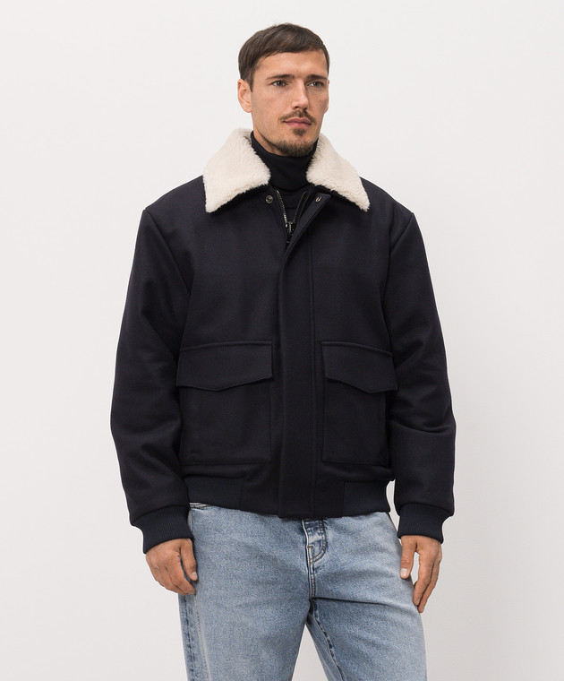 Balmain Синя куртка з вовною HH1TF999MI61 зображення 3