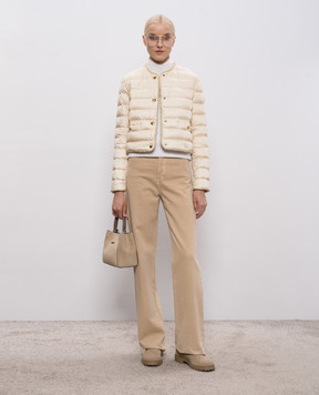 Moncler Бежевая пуховая куртка Fleurs L10931A00104597YF