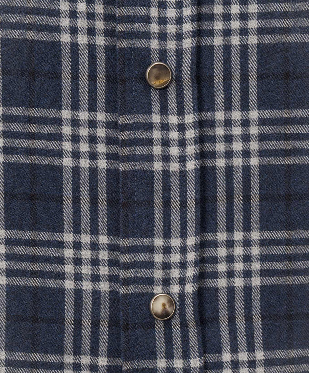 Brunello Cucinelli Синяя рубашка в клетку на кнопках MY6554008 изображение 5