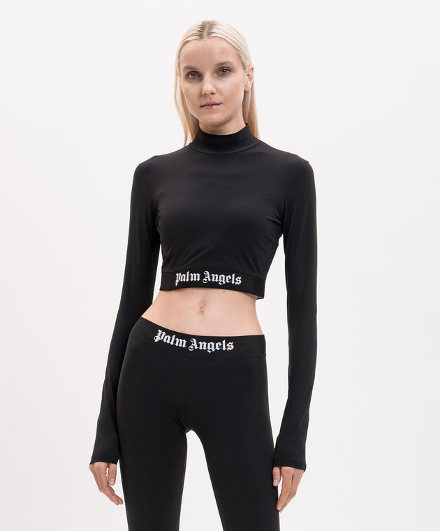 Palm Angels Чорний спортивний топ з принтом логотипа PWVO014S26FAB001 зображення 3