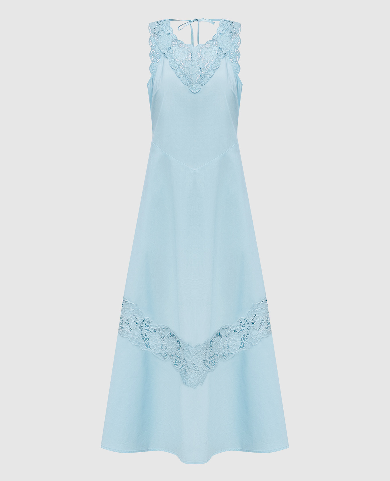 Голубое платье с вышивкой ришелье