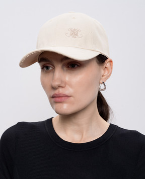 Max & Co Бежевая кепка с коноплей с вышивкой монограммы MCABASEBALL