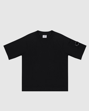 C.P. Company Дтяча чорна футболка з патчем логотипа CMM00RLAA171014