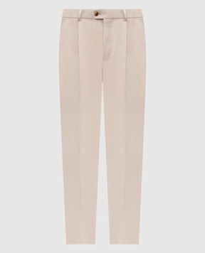 Brunello Cucinelli Бежеві штани з льону та вовни MZ406L00H