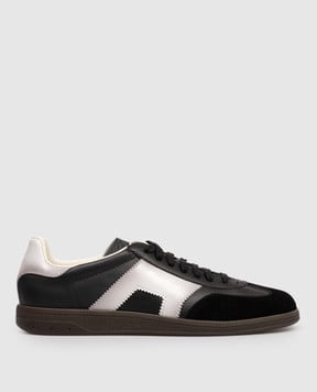 Santoni Чорні комбіновані кеди з логотипом MBPL21965DKTCYNE