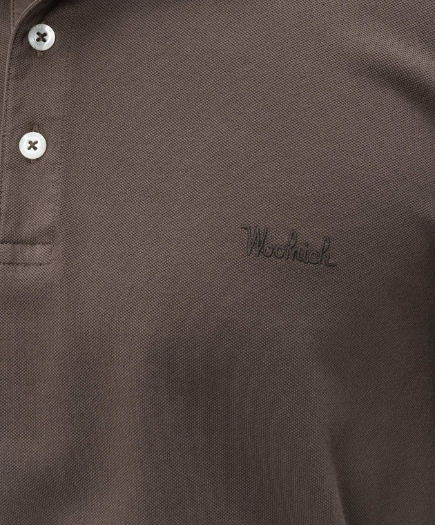 Woolrich Коричневое поло с вышивкой логотипа CFWOPO0065MRUT1483 изображение 5