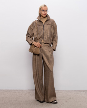 Brunello Cucinelli Коричневая куртка из шерсти с люрексом MG5467467P