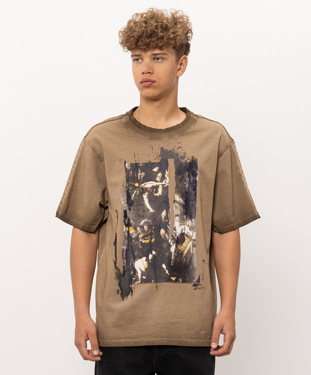 Off-White Футболка цвета хаки Inked Mercy 44MAA16NF26J002 изображение 3