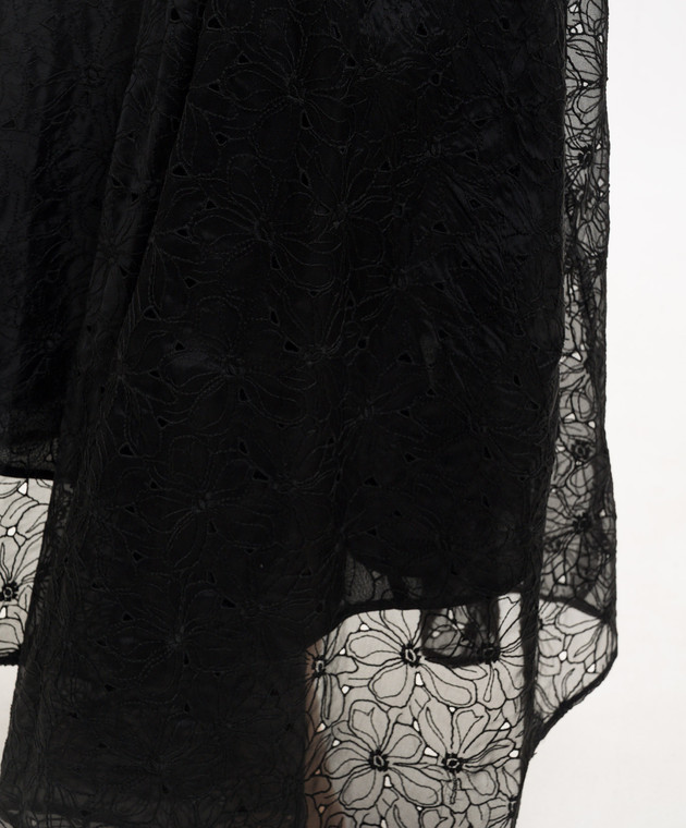 Marc Le Bihan Чорна асиметрична спідниця з шовком в квіткову вишивку 2572 зображення 5