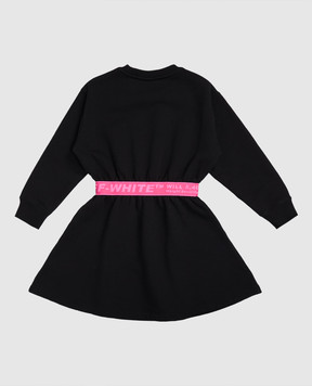 Off-White Дитяча чорна сукня з логотипом 44GDF002F5F001