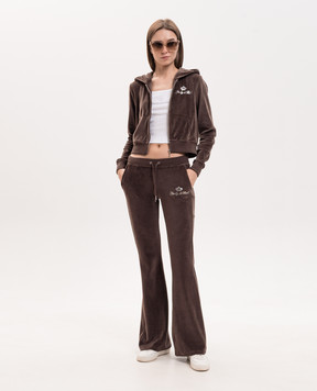 Sporty & Rich Коричневые велюровые спортивные штаны Juicy PA067716689BR03