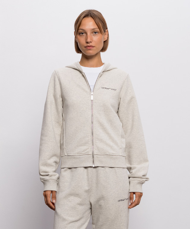 Off-White Бежевая меланжевая спортивная куртка 2FE00510T изображение 3