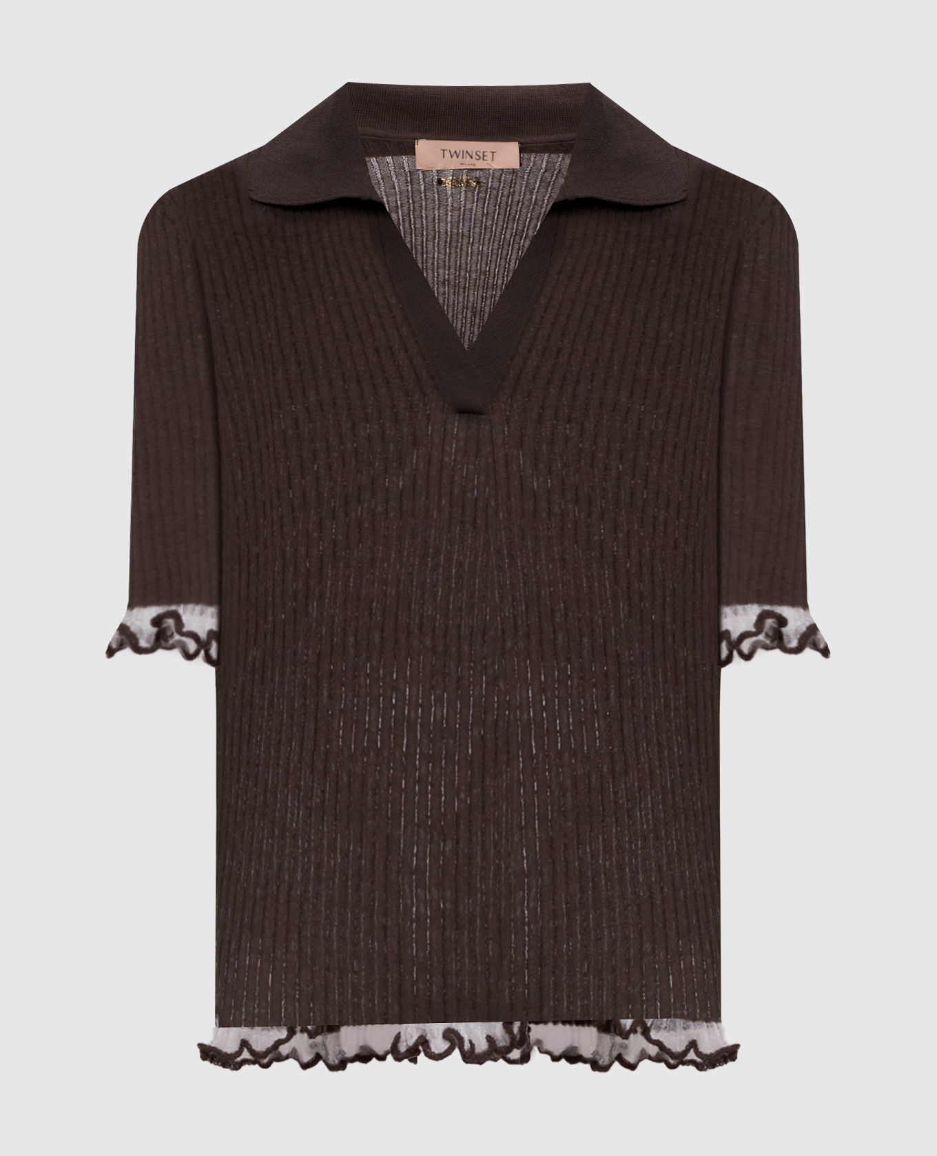 Коричневый топ в рубчик