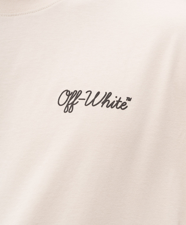 Off-White Бежевая футболка с принтом логотипа 44MAA120S26J01D изображение 5