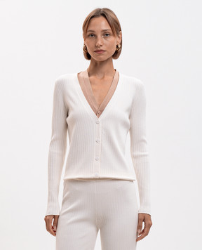 Twinset Кардиган кольору айворі в рубчик 262LI3EAA