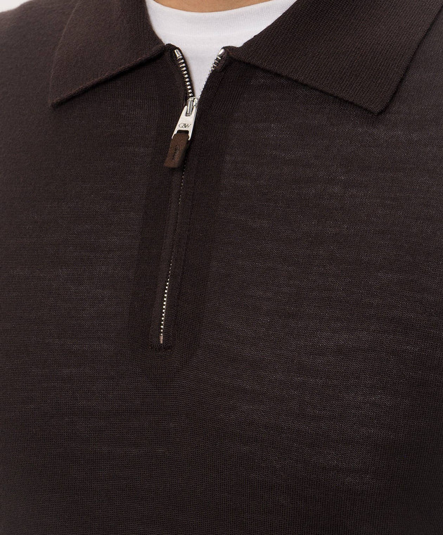 Cashmere&Whiskey Коричневое поло из шерсти MU10151318465R изображение 5