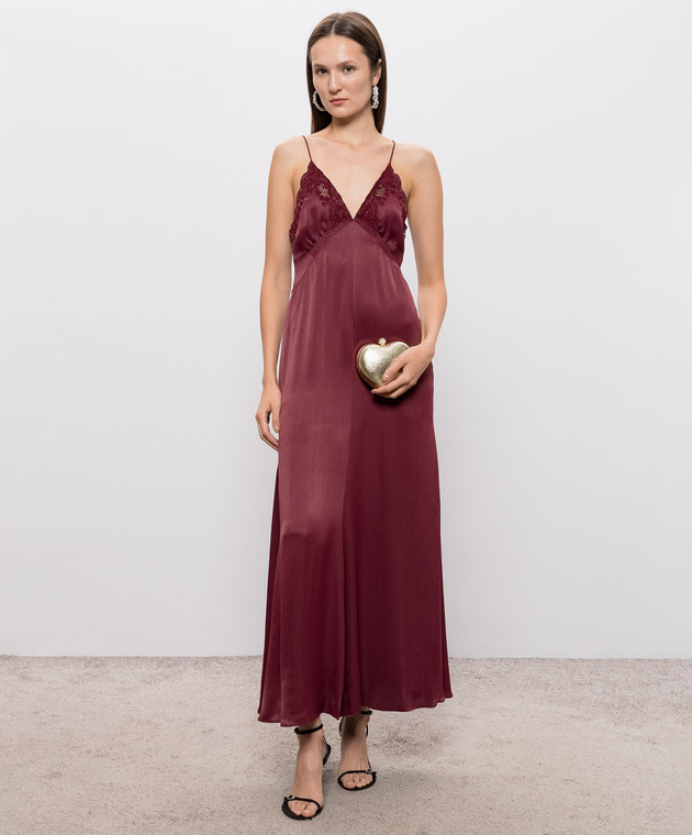 Twinset Бордовое платье с вышивкой бродери 262TT2171 изображение 2
