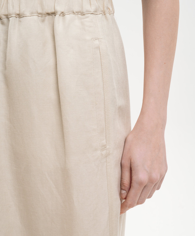 Max Mara Бежевые палаццо MORO из льна и шелка MXMORO изображение 5