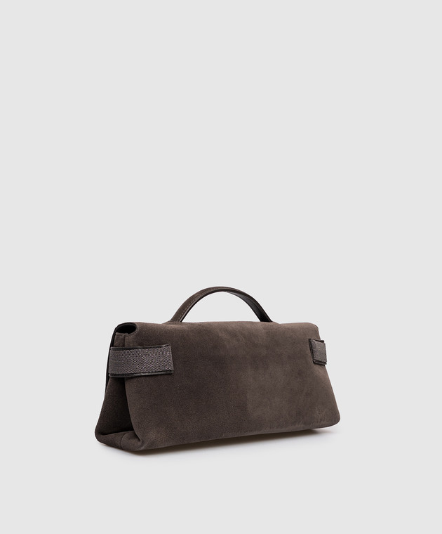 Brunello Cucinelli Коричневий замшевий клатч з ланцюжком моніь MBDLB2815P зображення 3