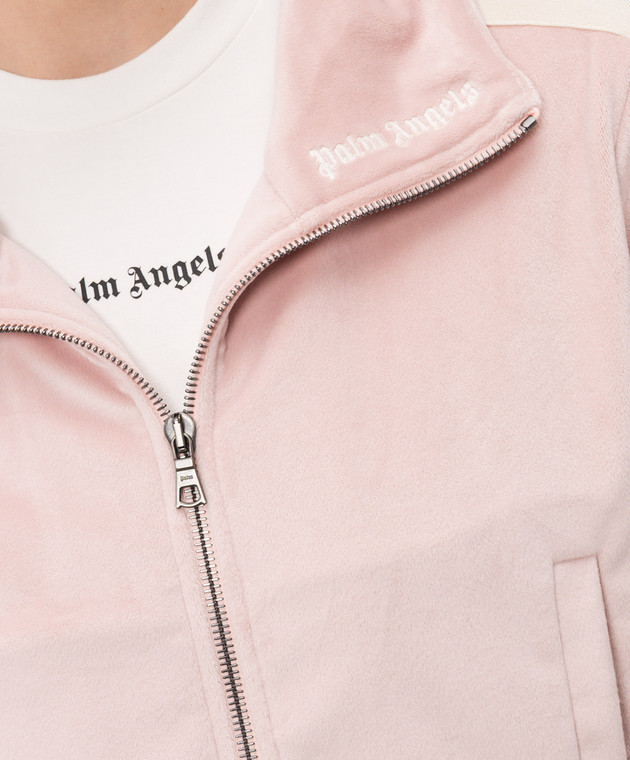 Palm Angels Розовая велюровая спортивная куртка Chenille PWBD045S26FAB001 изображение 5