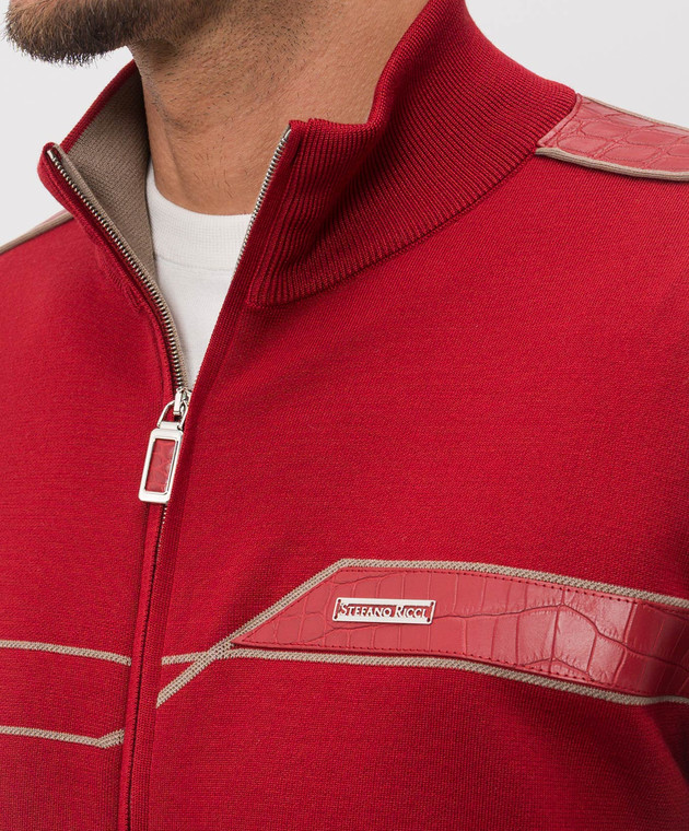 Stefano Ricci Червоний спортивний костюм з шовком та шкірою крокодила K616432B47F26103KT4D зображення 5