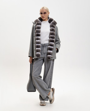 Fabio Gavazzi Сіра парка з кашеміру з хутром шиншили та норки FG2001PIVR