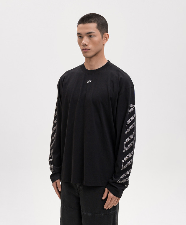Off-White Чорний лонгслів Chain Arrow Diagonal 44MAB09CS26J001 зображення 3
