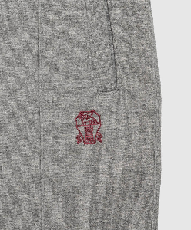 Brunello Cucinelli Дитячі сірі джогери з вишивкою емблеми BM831E359C зображення 3