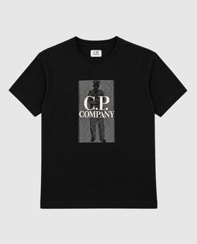C.P. Company Детская черная футболка с принтом CQM00HLAA178