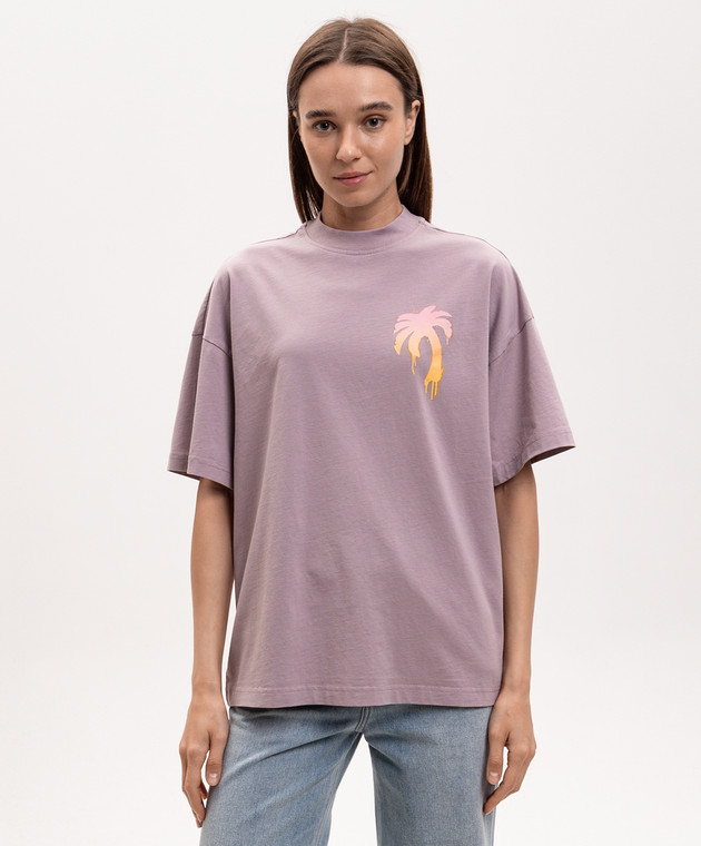 Palm Angels Фиолетовая футболка I Love PA PWAA07BS26JER004 изображение 3