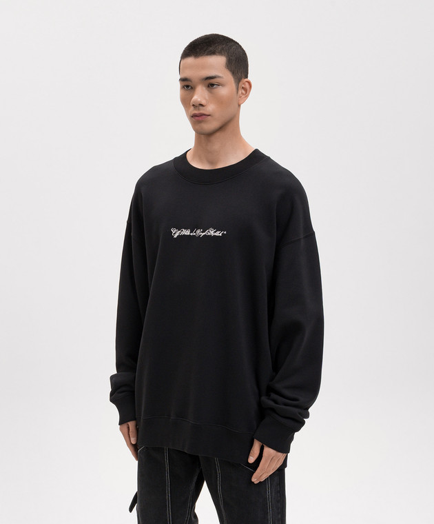 Off-White Чорний світшот з вишивкою Script Arrow 44MBA054S26F001 зображення 3