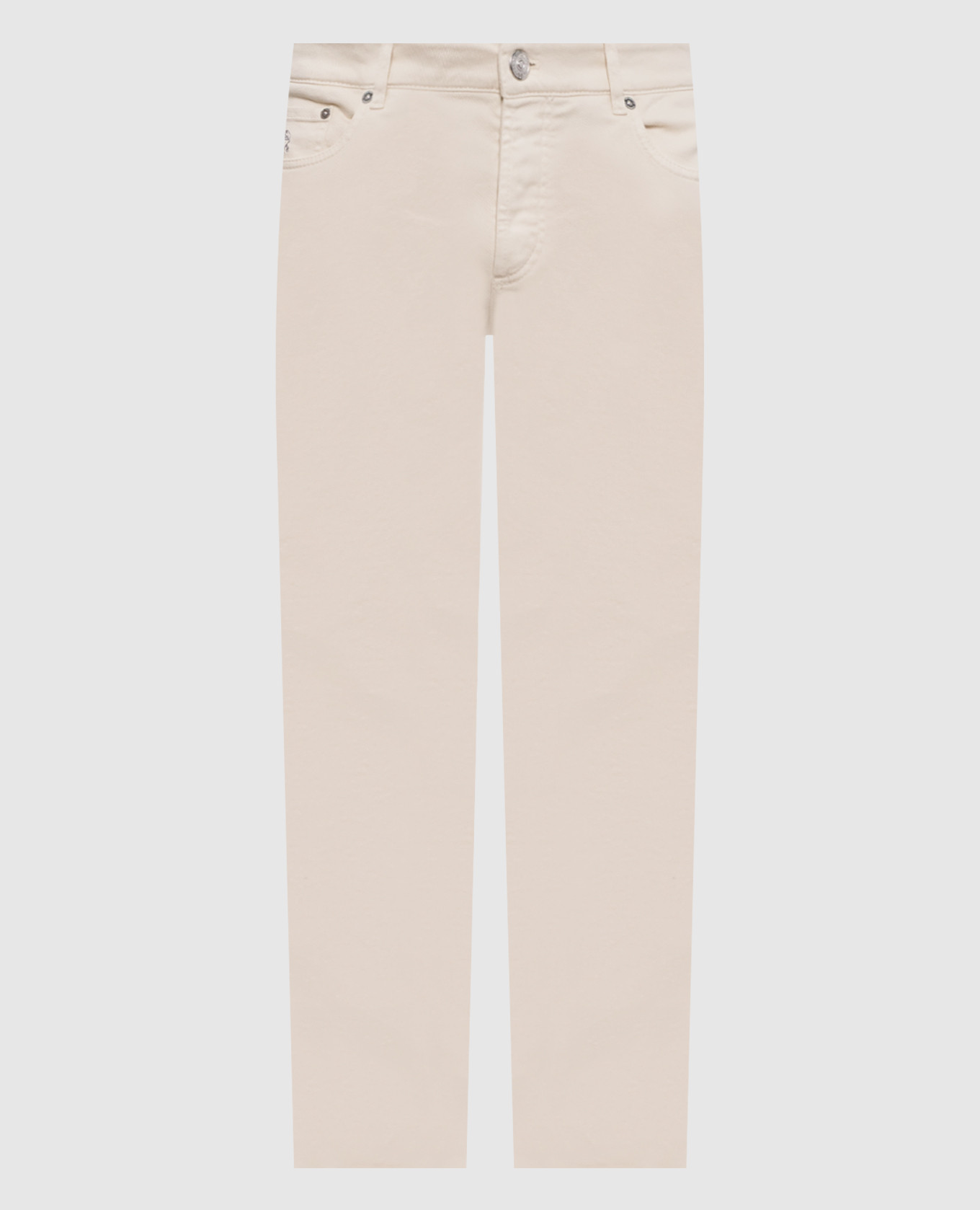 Бежевые джинсы с патчем логотипа