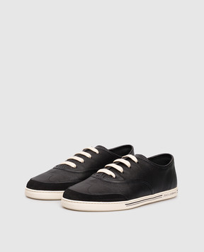 Dolce&Gabbana Чорні шкіряні кеди Saint Tropez з логотипом CS2351AQ724