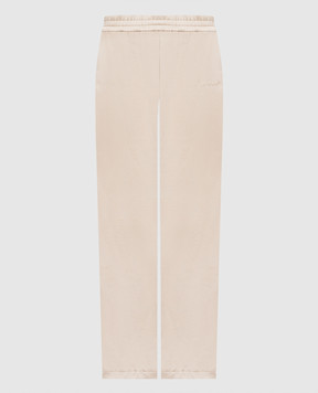 Off-White Бежевые спортивные брюки с кружевом 2FH00650B
